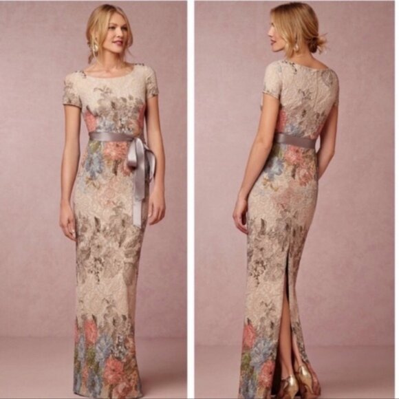 Adrianna Papell Floral Matelasse Column Gown Size 10 - Picture 1 of 16